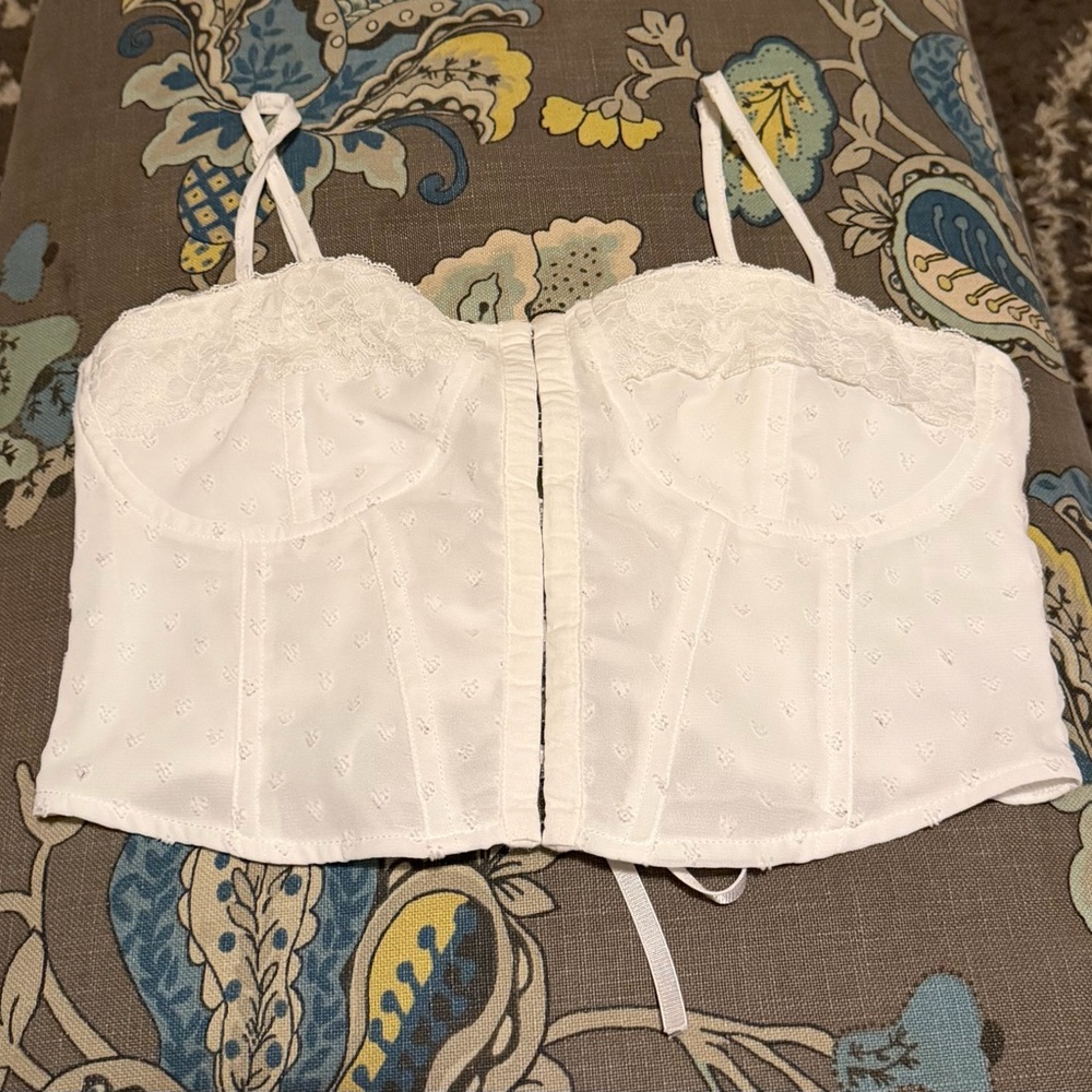 La Hearts White Lace Crop Top